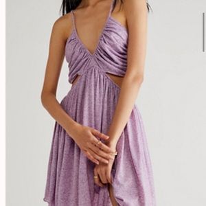 Purple mini dress with cut-outs